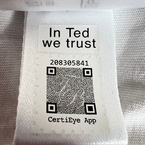 Ted Baker London Mens Graphic T-Shirt Size 6 White Umbrella Embroidery Cotton - Picture 8 of 8